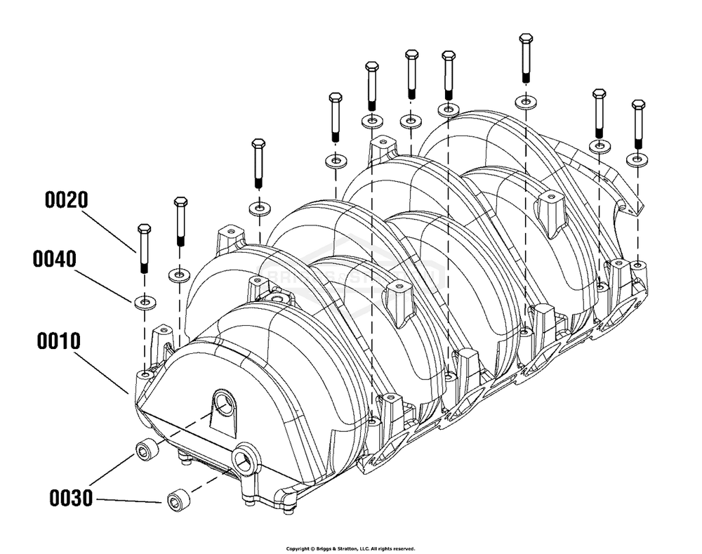 Engine Group - Intake Manifold Diagram and Parts List for 080015-02  Briggs and Stratton Generator